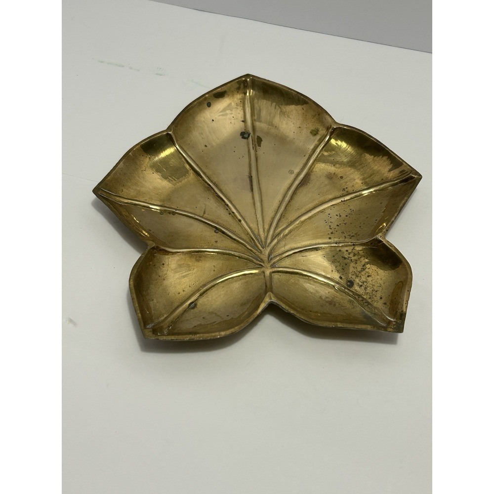 Vintage Brass‎ Leaf Bowl Dish Decor Made In India Heavy